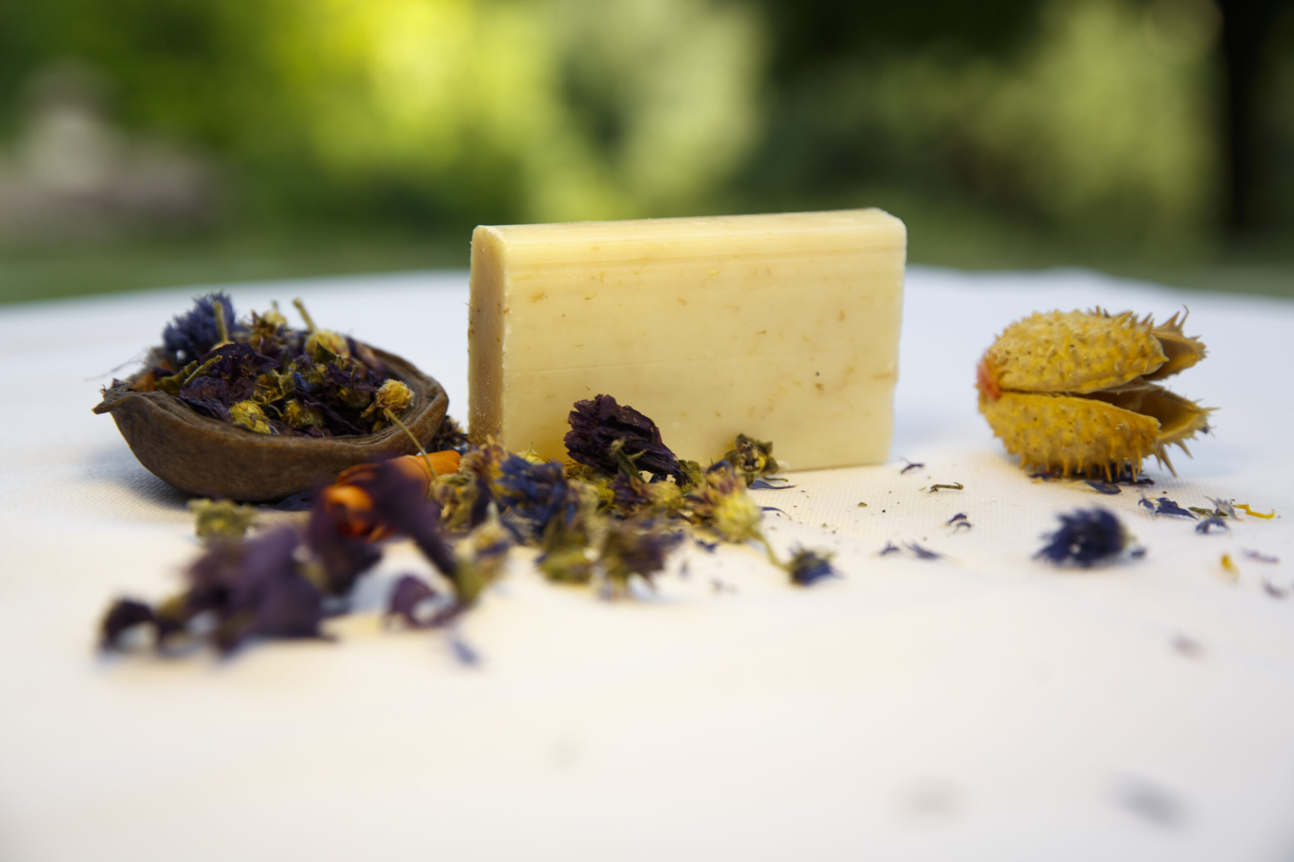 Sapone vegetale alla fragranza di fiordaliso esposizione